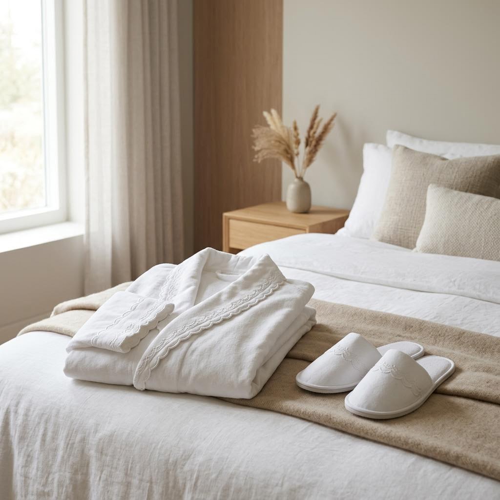 Aria Scalloped Embroidered Cotton Bathrobe by Libanfibre