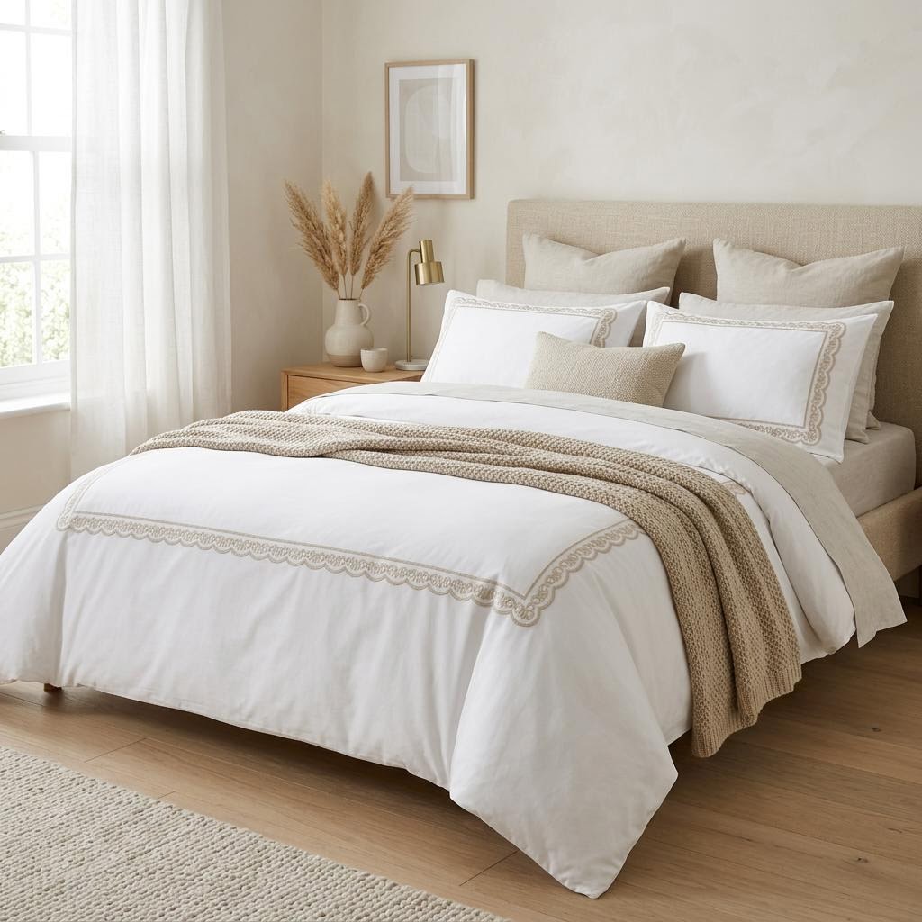 Aria Embroidered Appliqué Duvet Cover Set by Libanfibre