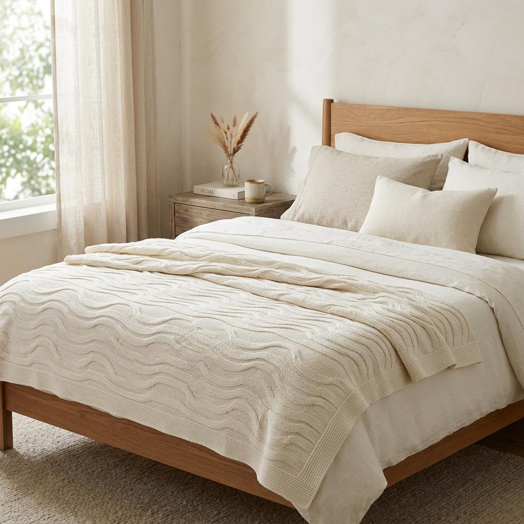 Aria Knitted Cotton Coverlet by Libanfibre