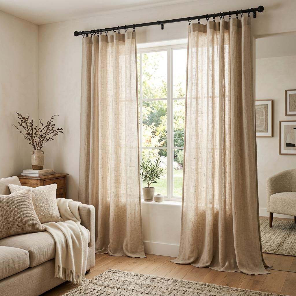 Aria Pure Linen Curtain Panels — Set of 2 by Libanfibre