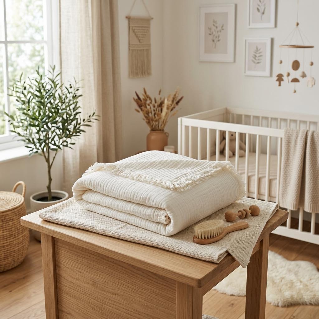 Bristol Muslin Cotton Baby Blanket by Libanfibre