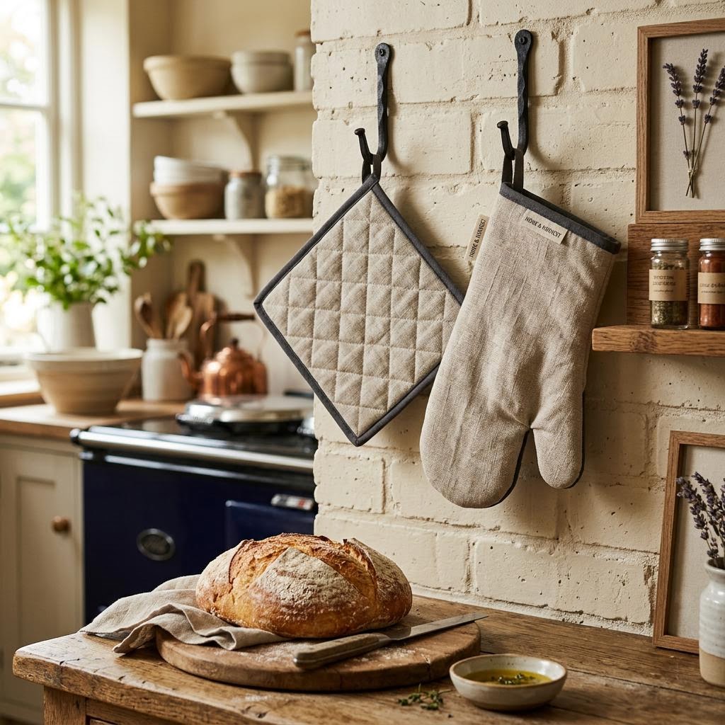 Style Linen Oven Mitt & Pot Holder Set by Libanfibre