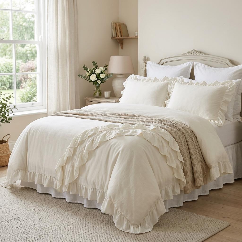 Aria Ruffled Duvet Cover Set by Libanfibre