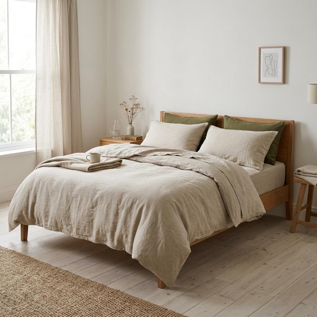 Aria Stonewashed Pure Linen Bed Set by Libanfibre