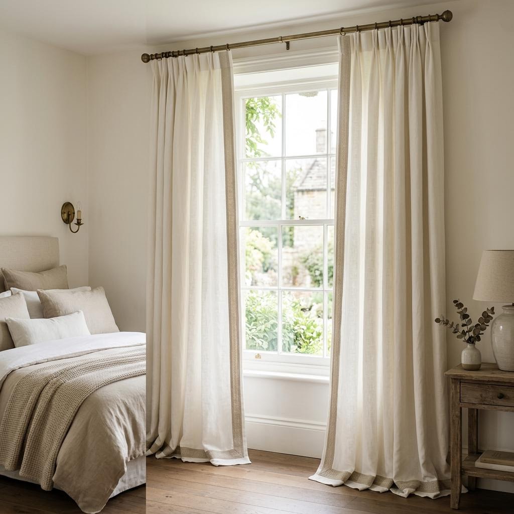 Aria Tape Trim Curtain Panel by Libanfibre